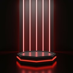 black and red background display base for showing something, scene, presentation, stage