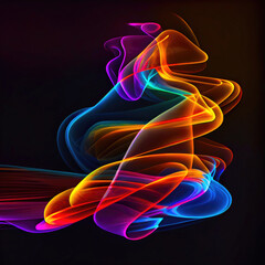 Colorful glowing smokewave, luminous abstract background. Generative AI.