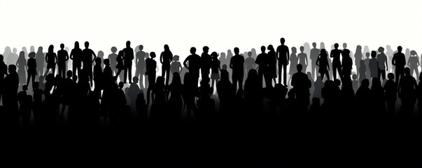 silhouette of cheering crowd in protest. generative ai