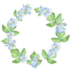 Watercolor frame - illustration with leaf elements, for wedding stationery, congratulations, wallpapers, and more on white background.