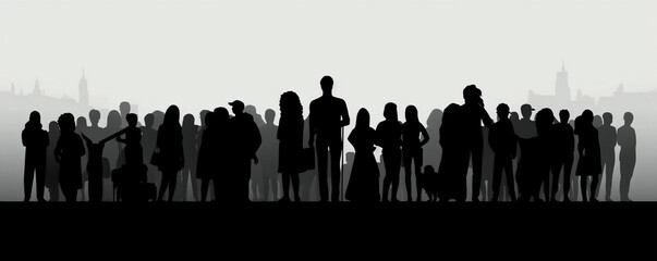 silhouette of cheering crowd in protest, isolated vector illustration on white background for logo, graphic design, advertising, and marketing. generative ai