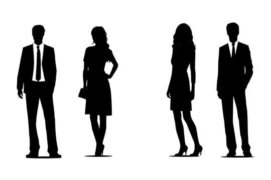 set of man and women business silhouettes