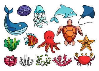 Fototapeta premium World Ocean Day Illustration Set