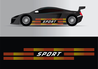 Sport car decal stripes. Car tuning stickers, speed racing stripes. Red markings for transport. Isolated on black background  35