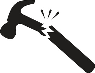broken hammer icon on white background. broken equipment sign. flat style.