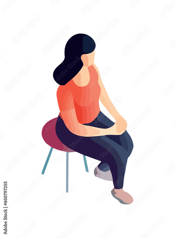 Canvas Prints young adult woman sitting in modern chair