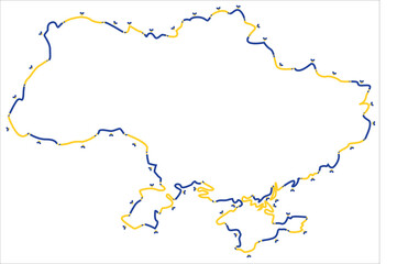 Unity Map of Ukraine: Holding Hands in Blue and Yellow