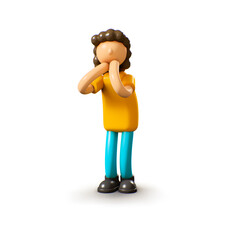 3D genderless Character, scared