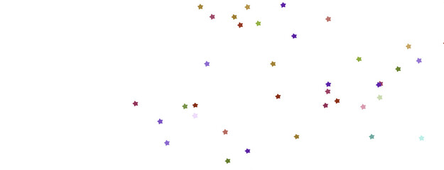 XMAS Banner with colored decoration. Festive border with falling glitter dust and stars.