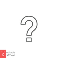 Question mark icon. Simple outline style. Confused, curious, doubt, trouble, query concept. Thin line symbol. Vector symbol illustration isolated on white background. Editable stroke EPS 10.