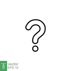 Question mark icon. Simple outline style. Confused, curious, doubt, trouble, query concept. Thin line symbol. Vector symbol illustration isolated on white background. EPS 10.