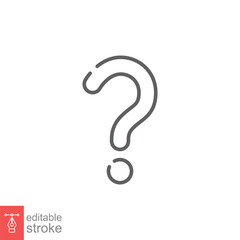 Question mark icon. Simple outline style. Confused, curious, doubt, trouble, query concept. Thin line symbol. Vector symbol illustration isolated on white background. Editable stroke EPS 10.