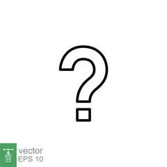 Question mark icon. Simple outline style. Confused, curious, doubt, trouble, query concept. Thin line symbol. Vector symbol illustration isolated on white background. EPS 10.