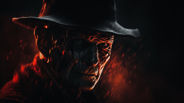 scary grim reaper face in the dark. Generative AI