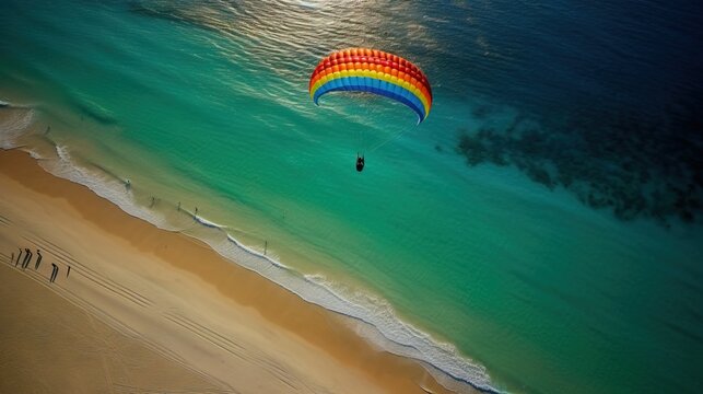 Parasailer Soaring over Tropical Paradise - Generative AI