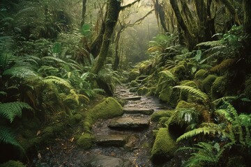 Lush Hawaiian Rainforest Trail: Nature and Adventure - Generative AI