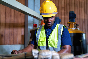 Man engineering operator wearing uniform Quality control maintenance,checking process in factory