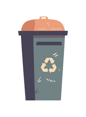 Recycling symbol on garbage can, nature care