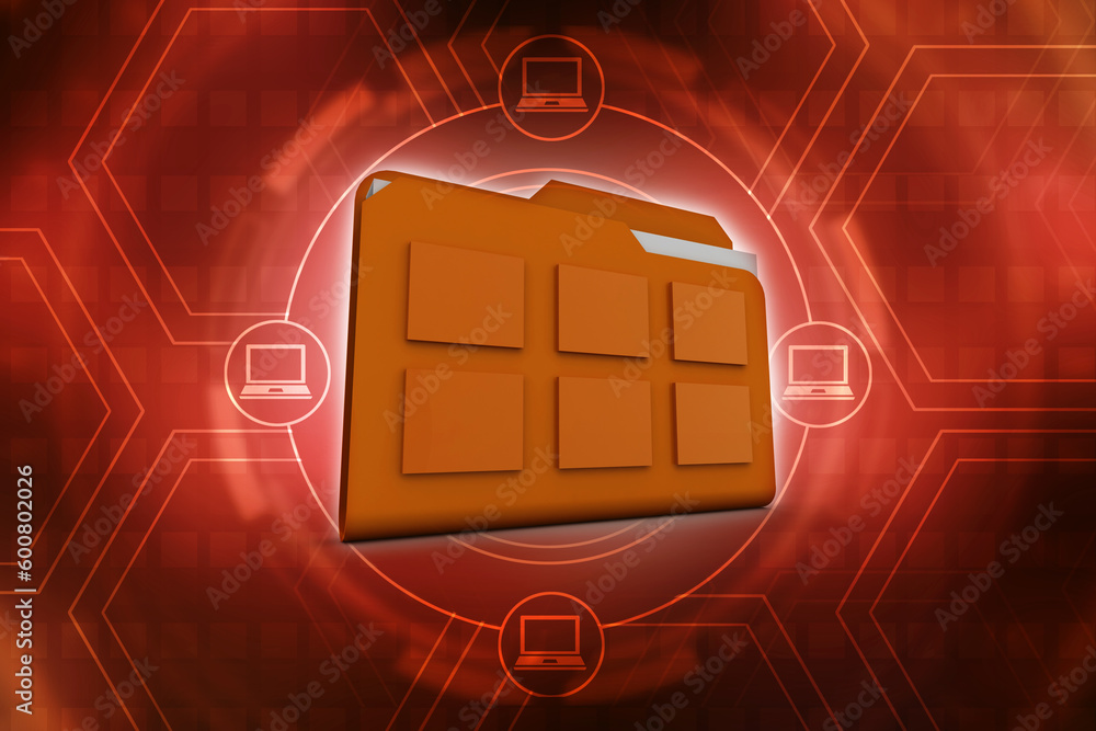Poster 3d rendering folder with documents
