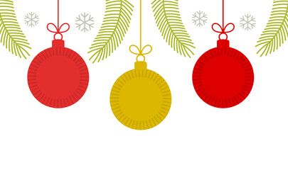 Christmas ornaments hanging balls vintage style card. Png transparent illustration.