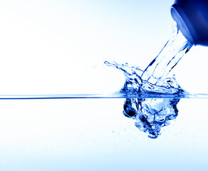 Pouring water, water splash