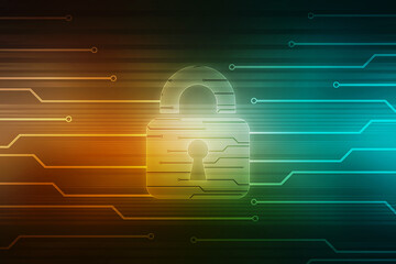 Fototapeta premium 2d illustration Safety concept: Closed Padlock on digital background