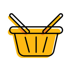 shopping basket bag yellow outline ecommerce Icon button