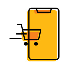 shopping online application ecommerce yellow outline Icon button