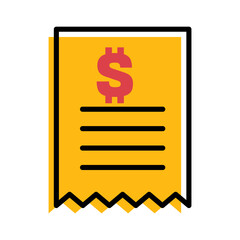 receipt paper pay bill yellow outline ecommerce Icon button