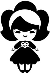 Logo of a doll in black and white, vector illustration of a toy doll