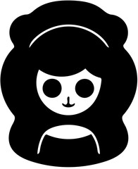 Logo of a doll in black and white, vector illustration of a toy doll