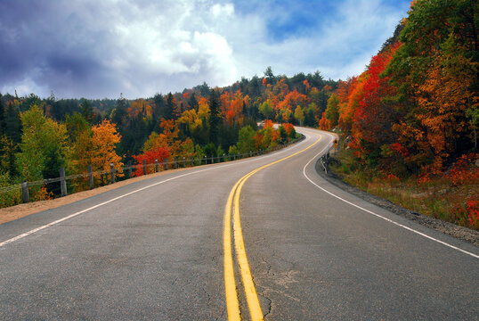 Fall scenic highway in northern Ontario, Canada