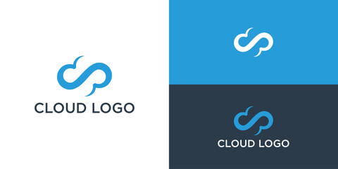 Cloud logo design technology icon logotype