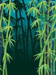 illustration of a dark tropical bamboo forest