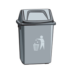 Illustration of grey trash can isolated on white