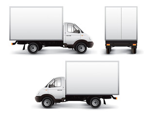 White delivery car isolated with vector clipping path included