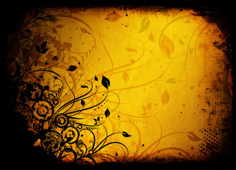 Floral design on grunge style background