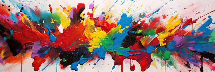An energetic explosion of paint splatters and drips, resulting in a lively and abstract expression of creativity, concept of Dynamic motion, created with Generative AI technology