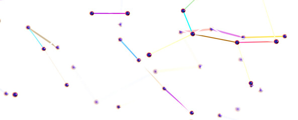 Multi color connected lines and dots network 3d illustration