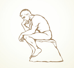Vector drawing. Sculpture of a male thinker