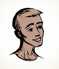 Smile man face. Vector drawing