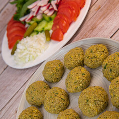 Fried falafel balls with chopped legumes and chickpeas,High quality photo
