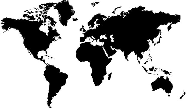 Isolated black and white map of the word that is editable