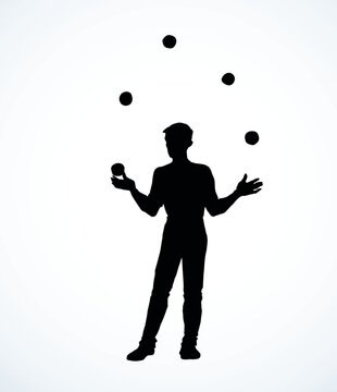 recommend clip art: Vector drawing. Guy juggling balls