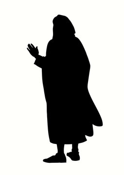 recommend clip art: Vector drawing. The man in the coat. Back view