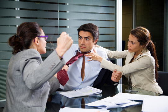 Office life: business team having a fight