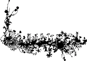 Fototapete Schmetterlinge im Grunge black abstract floral shapes