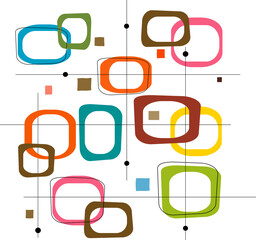 Retro Colorful Squares (Vector) Spot illustration of stylish, retro-looking squares. Easy-edit...