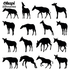 Set okapi animal silhouettes vector illustration.