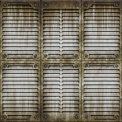 Illustration of old metallic industrial window cover